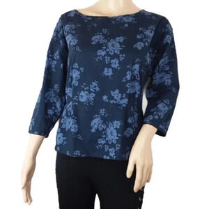 Gap Blue Floral Peplum Blouse Top